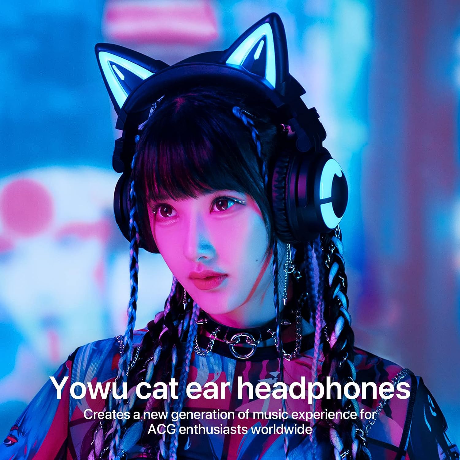 YOWU RGB Cat Ear Headphone 3G Wireless 5.0 Foldable Gaming Headset - $80