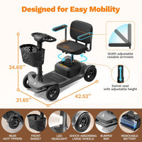 S1 Mobility Scooter for Adults, 4-Wheel Mobility Scooter - 25 Miles Range, 6 mph - $540