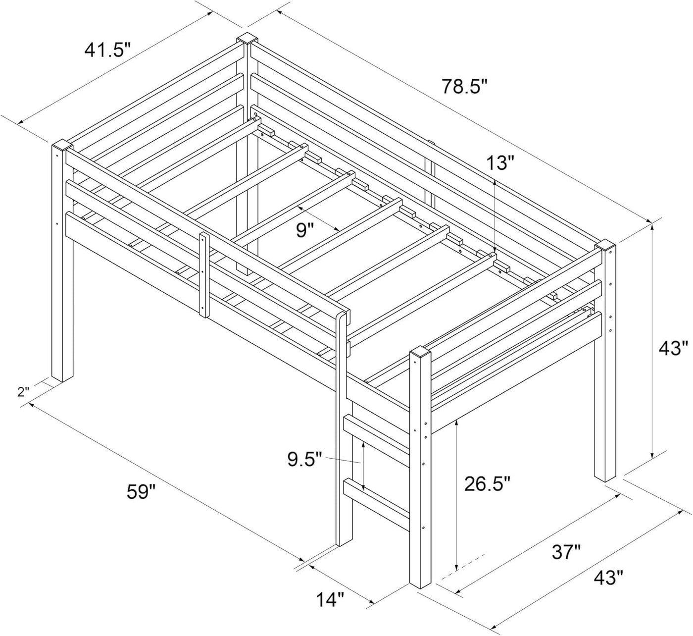 DHP DA8377-E Milton Twin, Espresso Loft Bed - $90