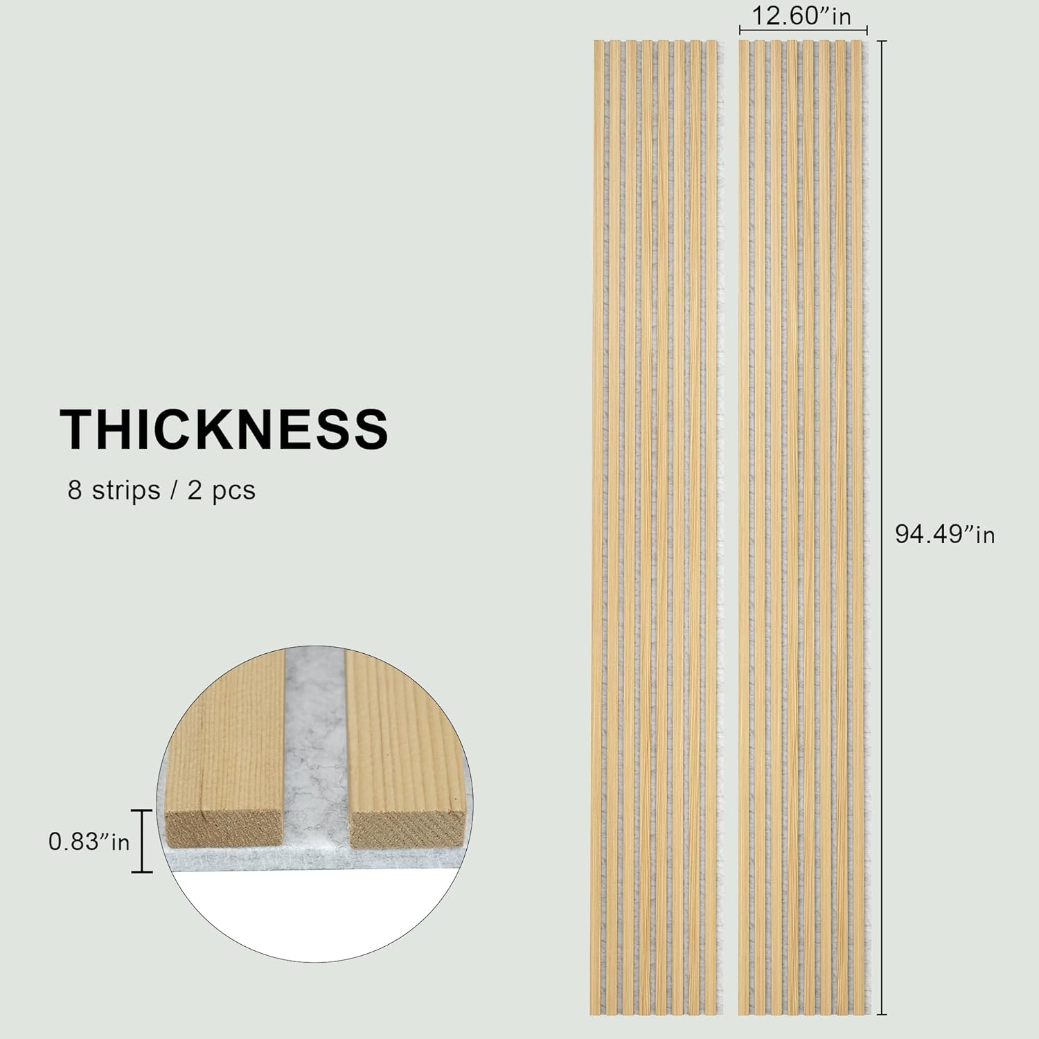 ROOMTEC Acoustic Wood Wall Panels, 94.49” x 12.6” Soundproof Wall Panels - $90