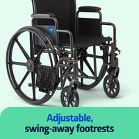 Medline Comfortable Folding Wheelchair, 18”W x 16X”D Seat - $90