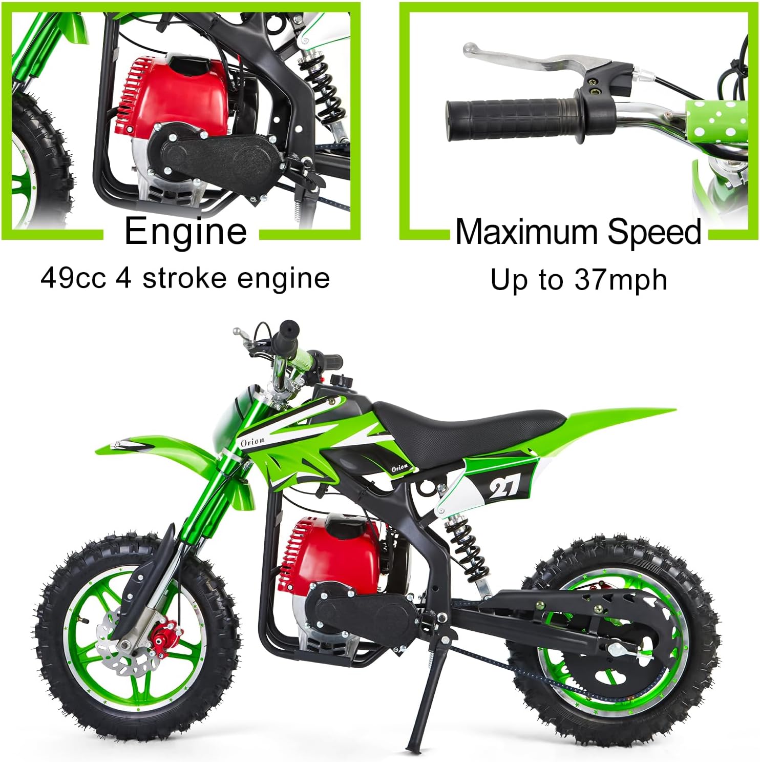 49cc Dirt Bike for Kids, 4-Stroke Mini Dirt Bike Pit Bike for Kids Off Road - $300