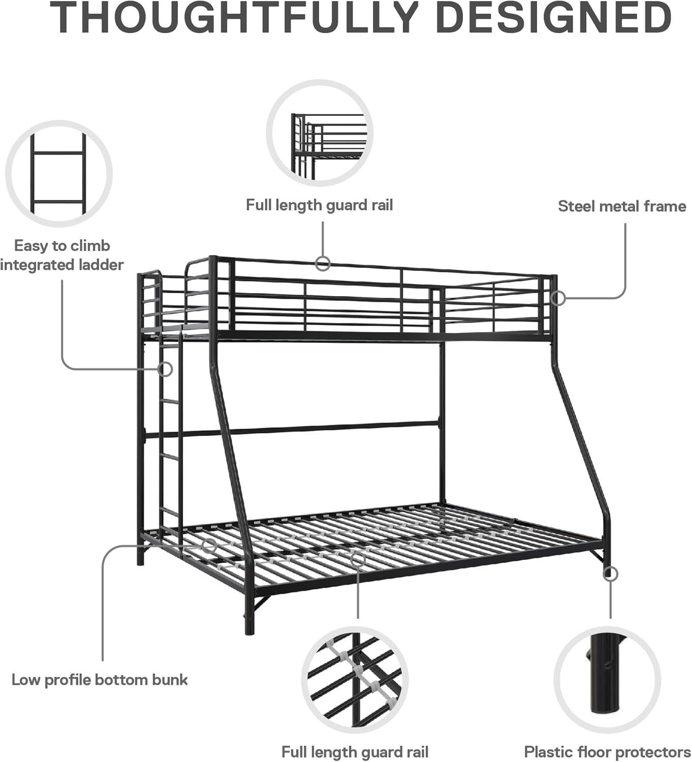 DHP Daven Easy Assembly Metal Bunk Bed for Kids, Teens and Adults, with Ladder - $180