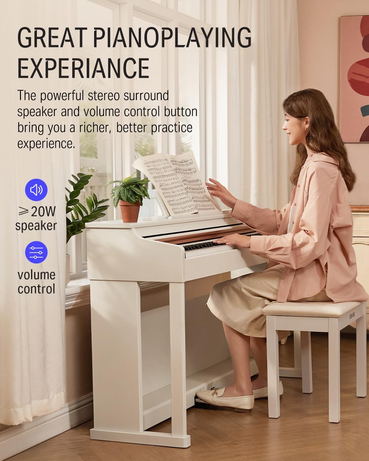 Donner DDP-100 88-Key Weighted Action Digital Piano, Beginner keyboard piano Bundle - $325