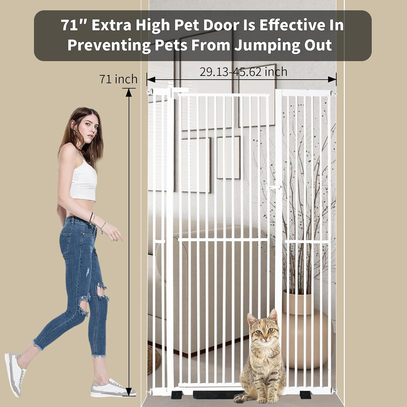 71 inch Extra Tall Baby Gate Pet Gate, Extra Wide Adjustable 29.13"-45.62" - $140