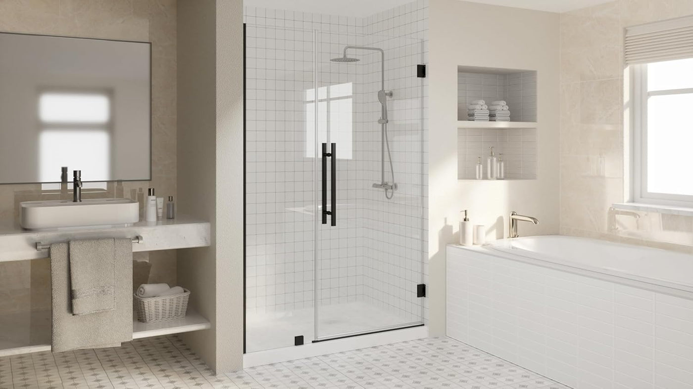 Frameless Wall Hinge Shower Door with 5/16" (8mm) Tempered Glass - $210