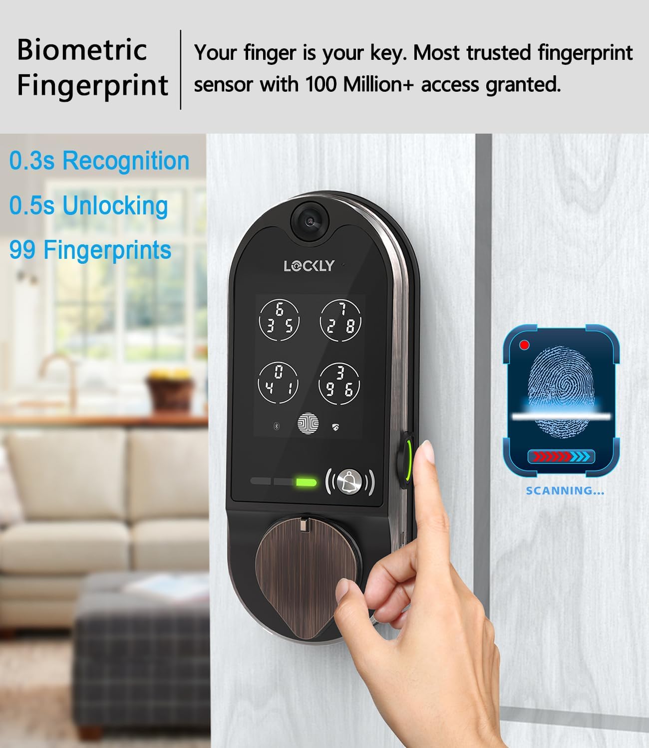 Lockly Vision, Video Doorbell Camera Smart Lock, 2-Way Audio Keyless Door Lock - $245
