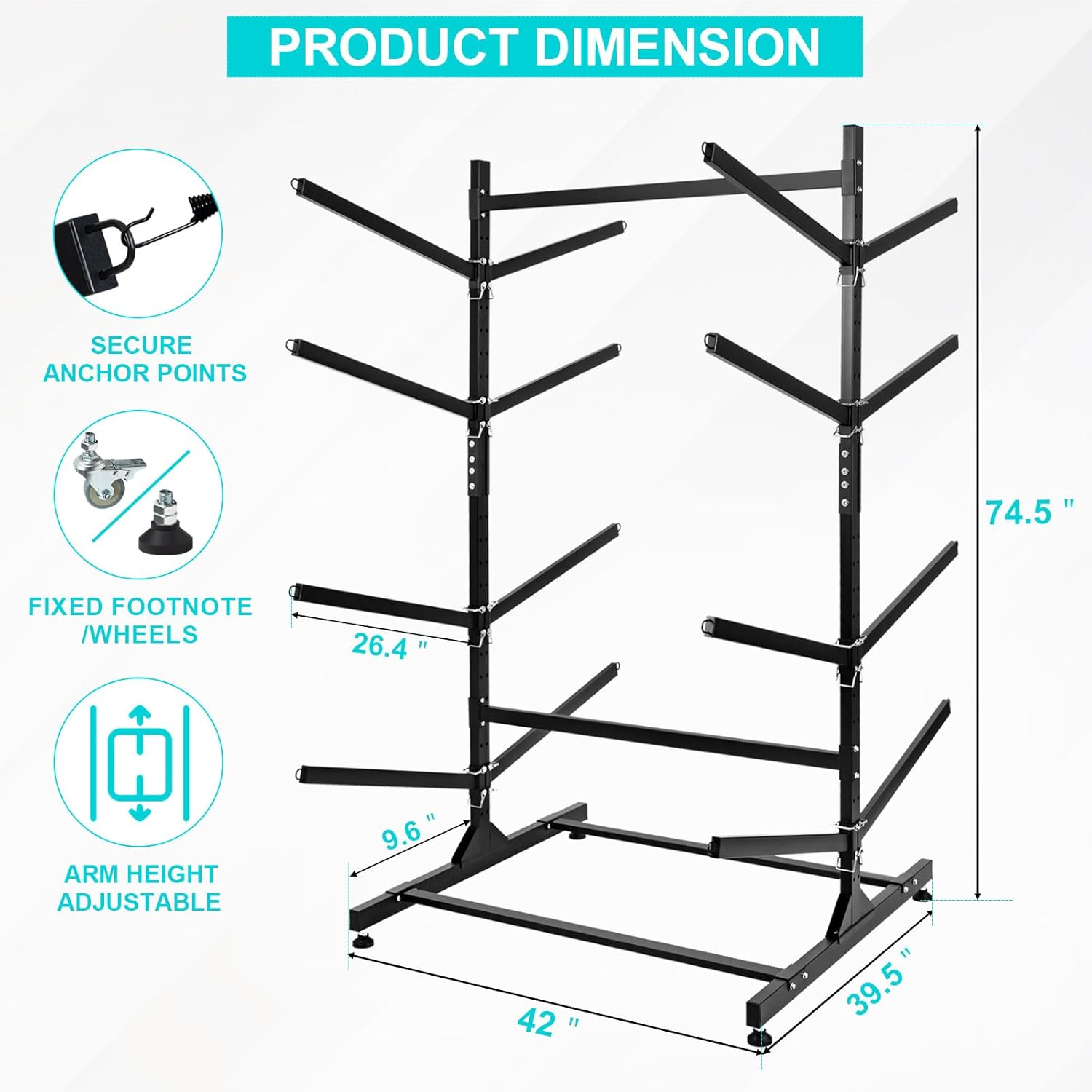 Heavy-Duty Kayak Storage Rack, Adjustable Kayak Rack for Indoor & Outdoor Use - $125