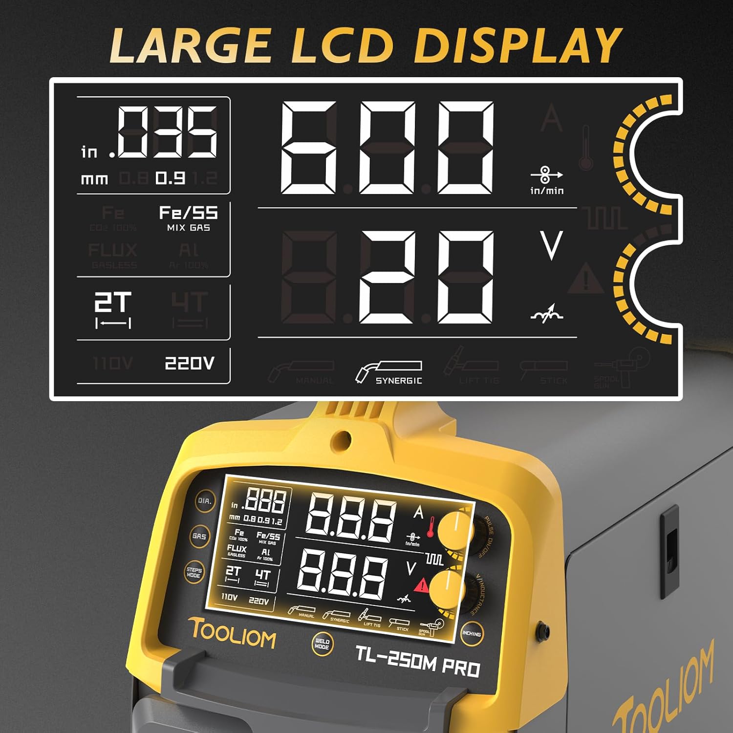 TOOLIOM Aluminum MIG Welder with Pulse 250A 110V/220V Dual Voltage 5 in 1 - $210