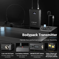 Phenyx Pro Wireless Microphone System, UHF 4Channel Wireless Mic Set w/ 4 Bodypacks - $190