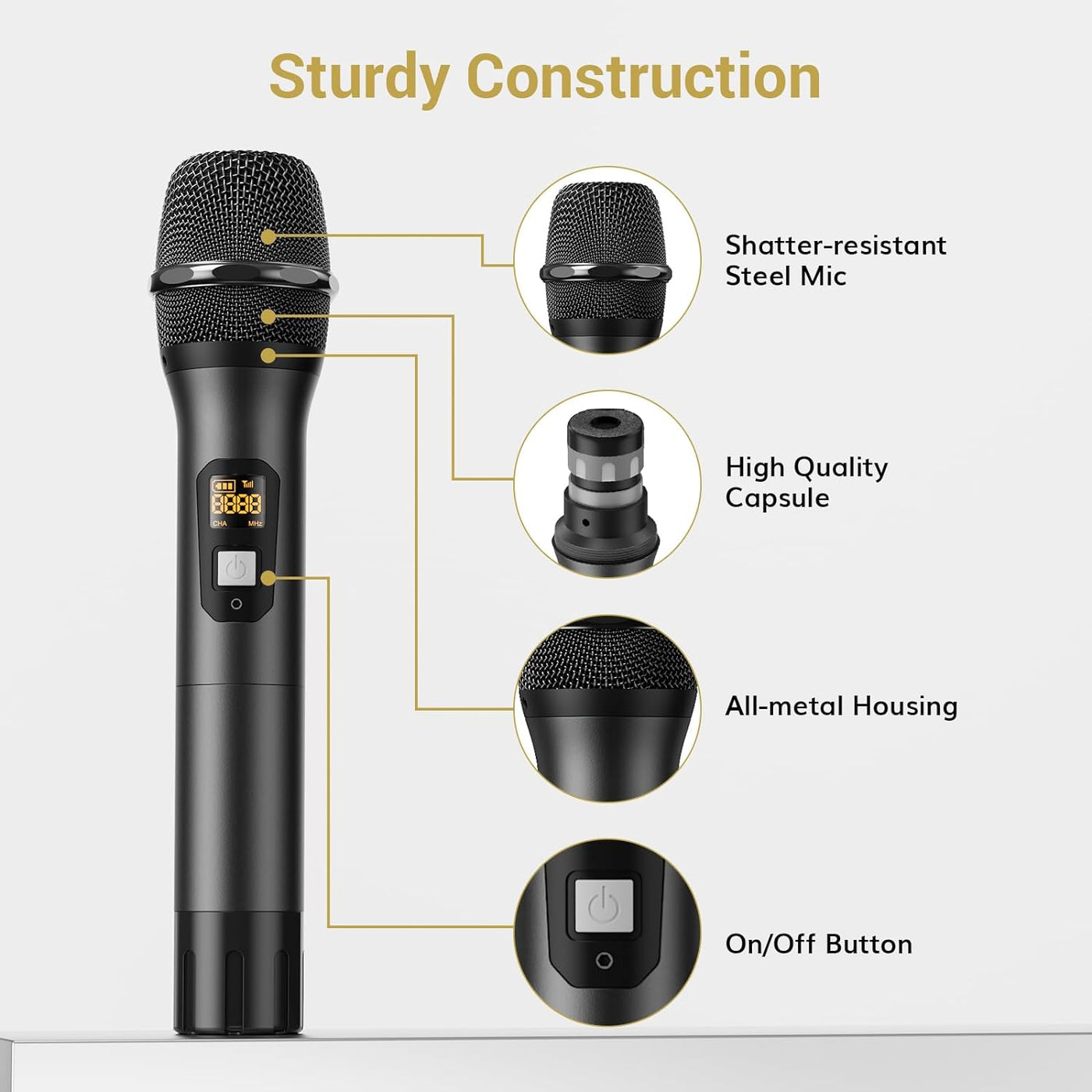 TONOR Wireless Microphone System, Professional Metal Cordless Karaoke Microphones - $100