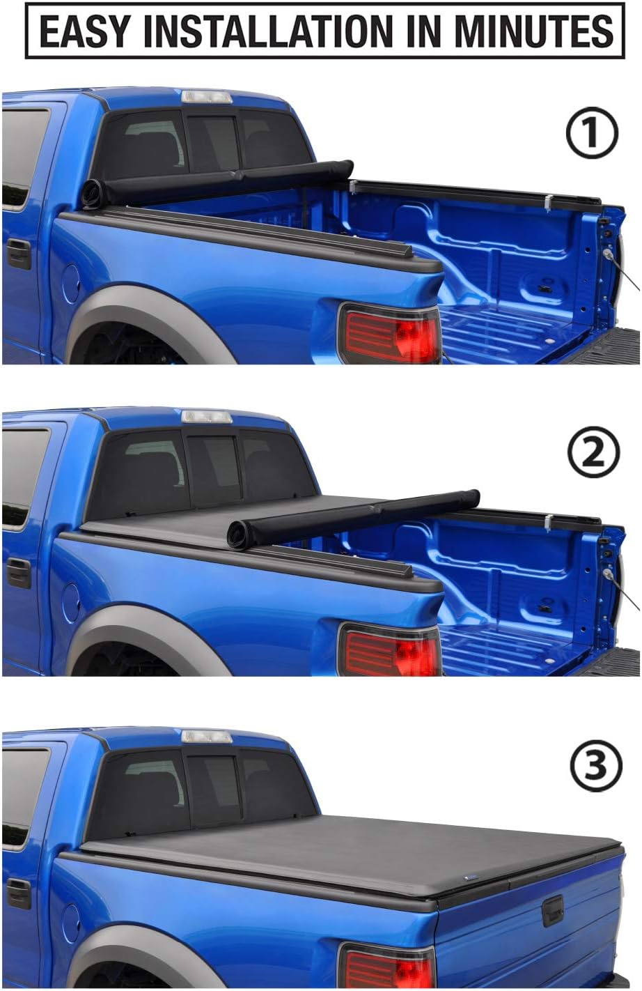 Tyger Auto T1 Soft Roll-up Truck Bed Tonneau Cover | 5' (61") Bed - $125