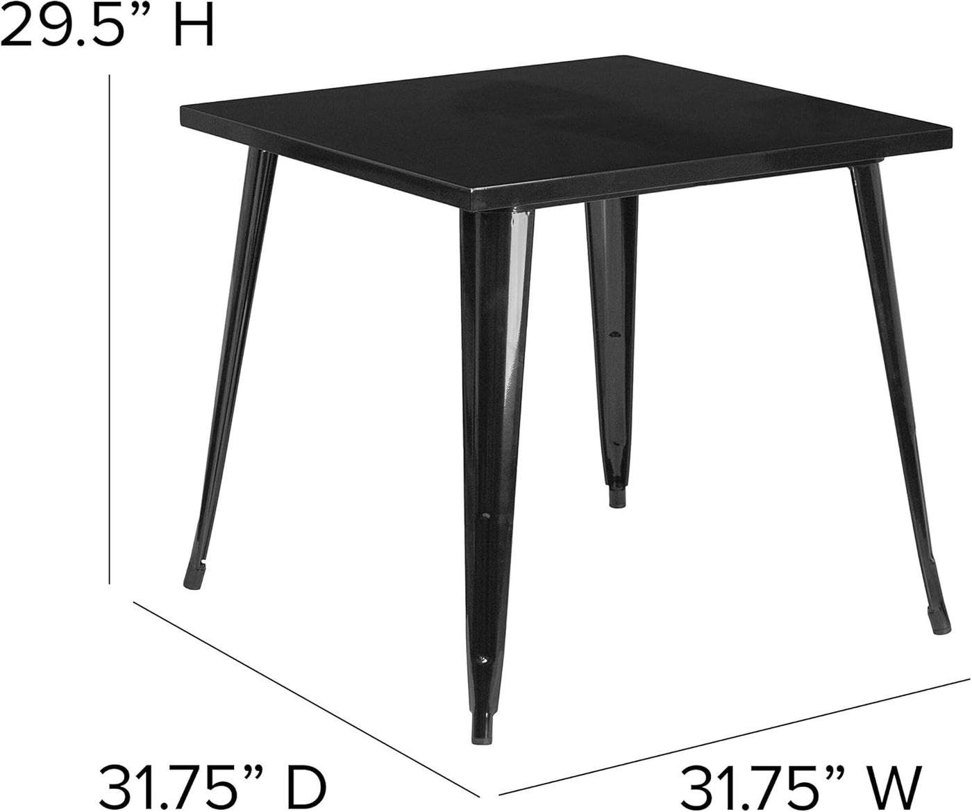 Flash Furniture Toby Commercial Grade 31.75" Square Black Metal Indoor-Outdoor Table - $80