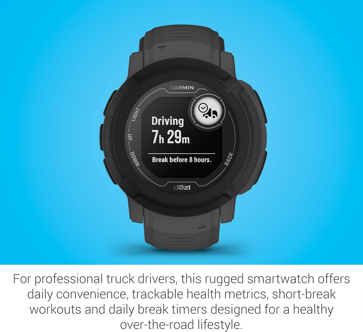 Garmin Instinct 2, dezl Edition, Rugged Trucking Smartwatch, Black - $210