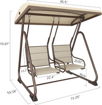 EAST OAK 2-Person Outdoor Patio Swing Chair with Adjustable Canopy, Porch Swing - $140