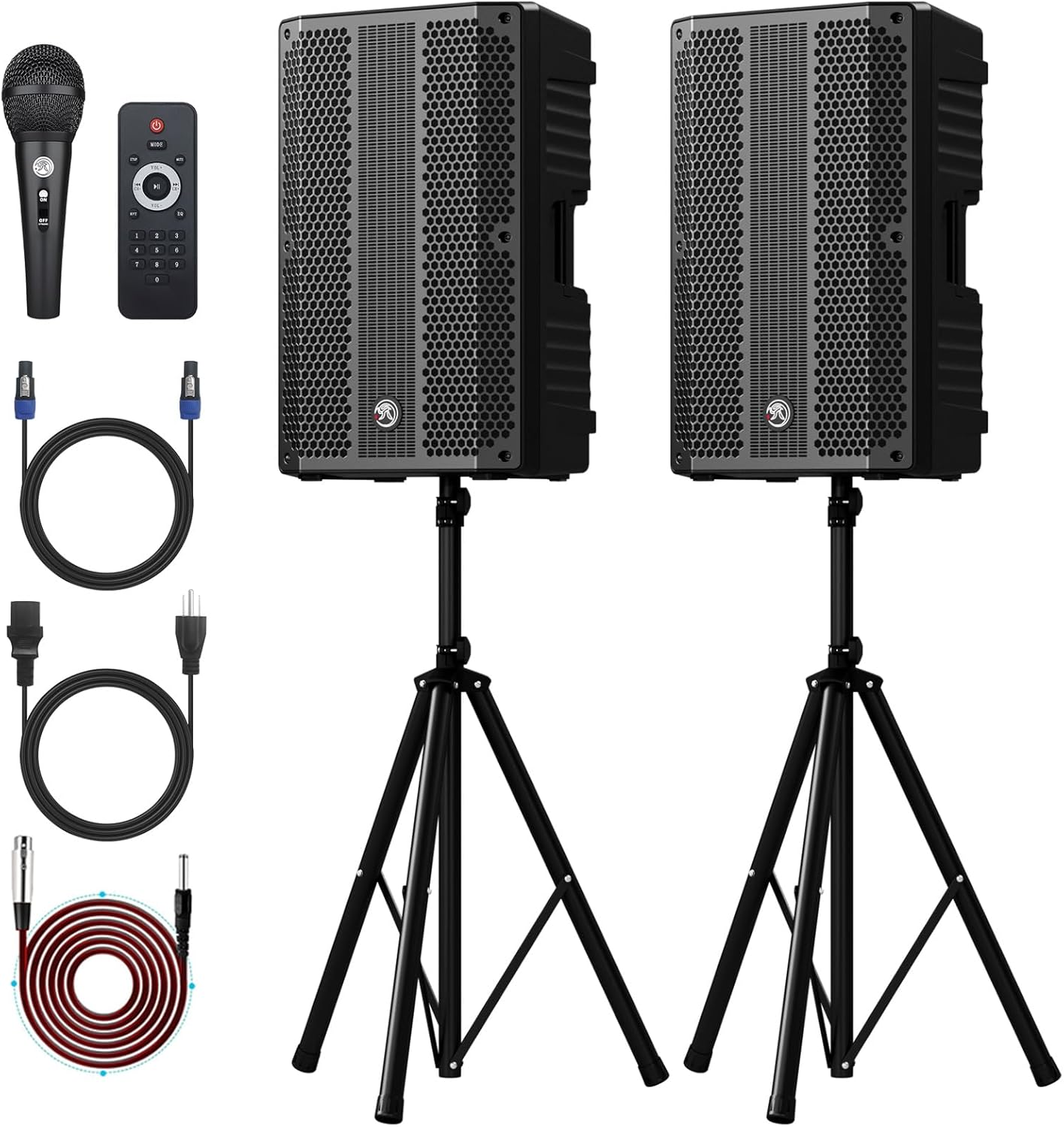 PA Bluetooth Speaker 15" (Pair) Bundle with 2X Steel Speaker Stand,Dual Speaker - $240