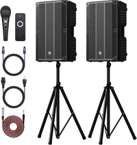 PA Bluetooth Speaker 15" (Pair) Bundle with 2X Steel Speaker Stand,Dual Speaker - $240