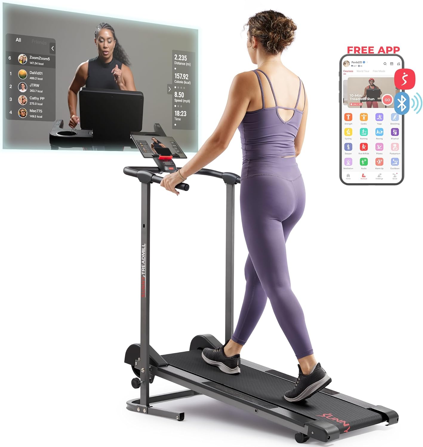 Sunny Health & Fitness Manual Walking Pad Treadmill for Home, Non-Electric - $150