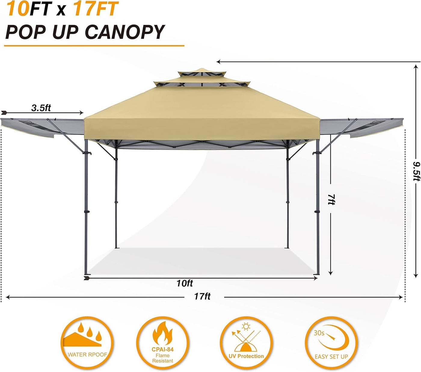 COOSHADE 10x17 Instant Canopy Tent 3-Tier Pop Up Canopy with Ventilation - $110