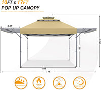 COOSHADE 10x17 Instant Canopy Tent 3-Tier Pop Up Canopy with Ventilation - $110