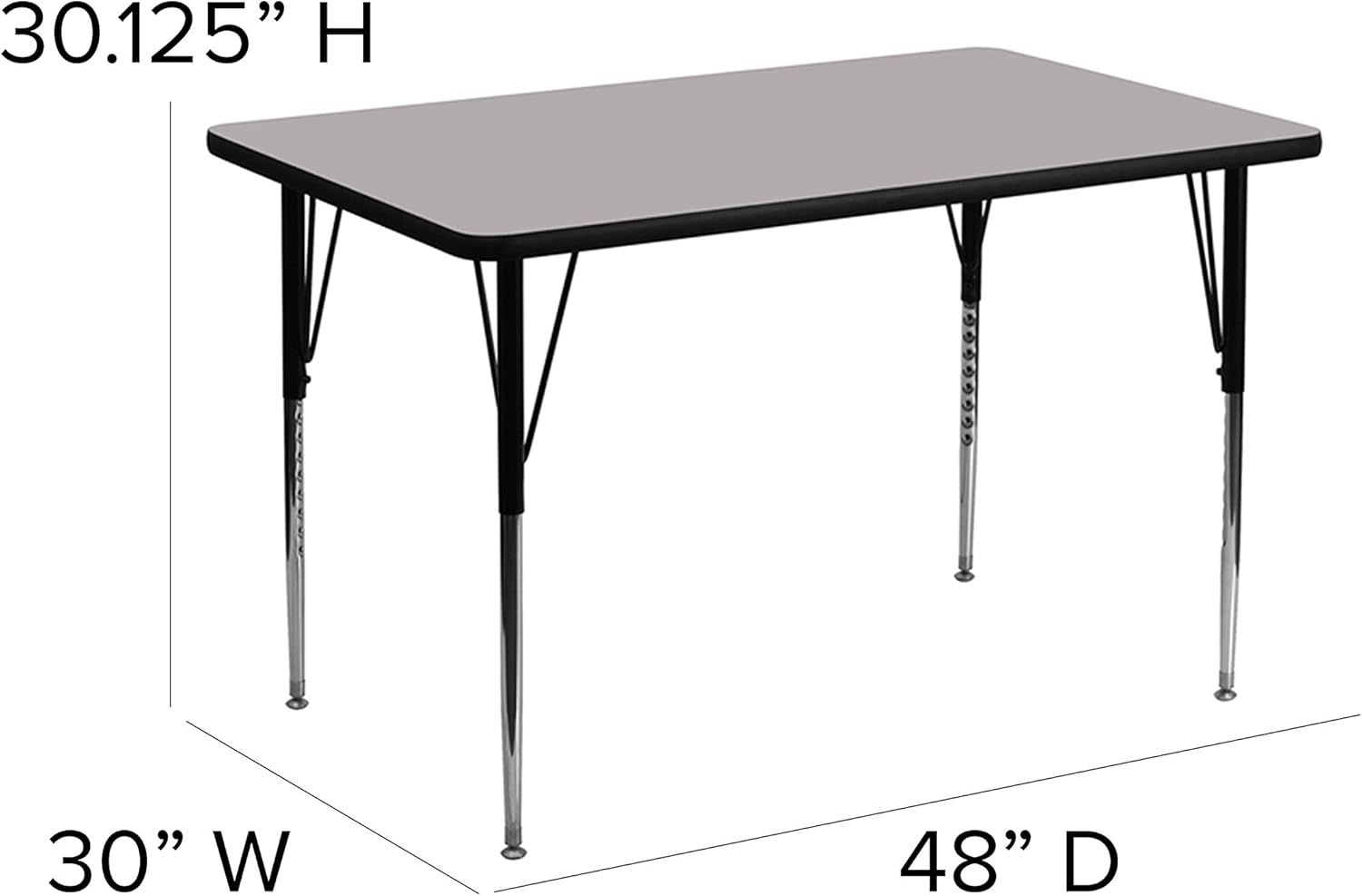 Flash Furniture Wren 30''W x 48''L Rectangular Grey Thermal Laminate Activity Table - $95