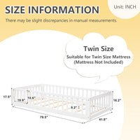 Dolonm Twin Size Montessori Bed, Toddler Floor Bed for Kids, White - $120