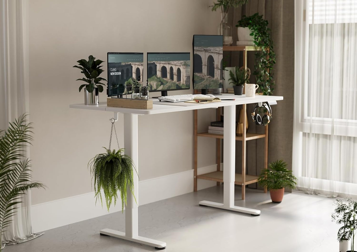 Electric Standing Desk, Adjustable Height Stand up Desk, 55x24 Inches Sit Stand - $120