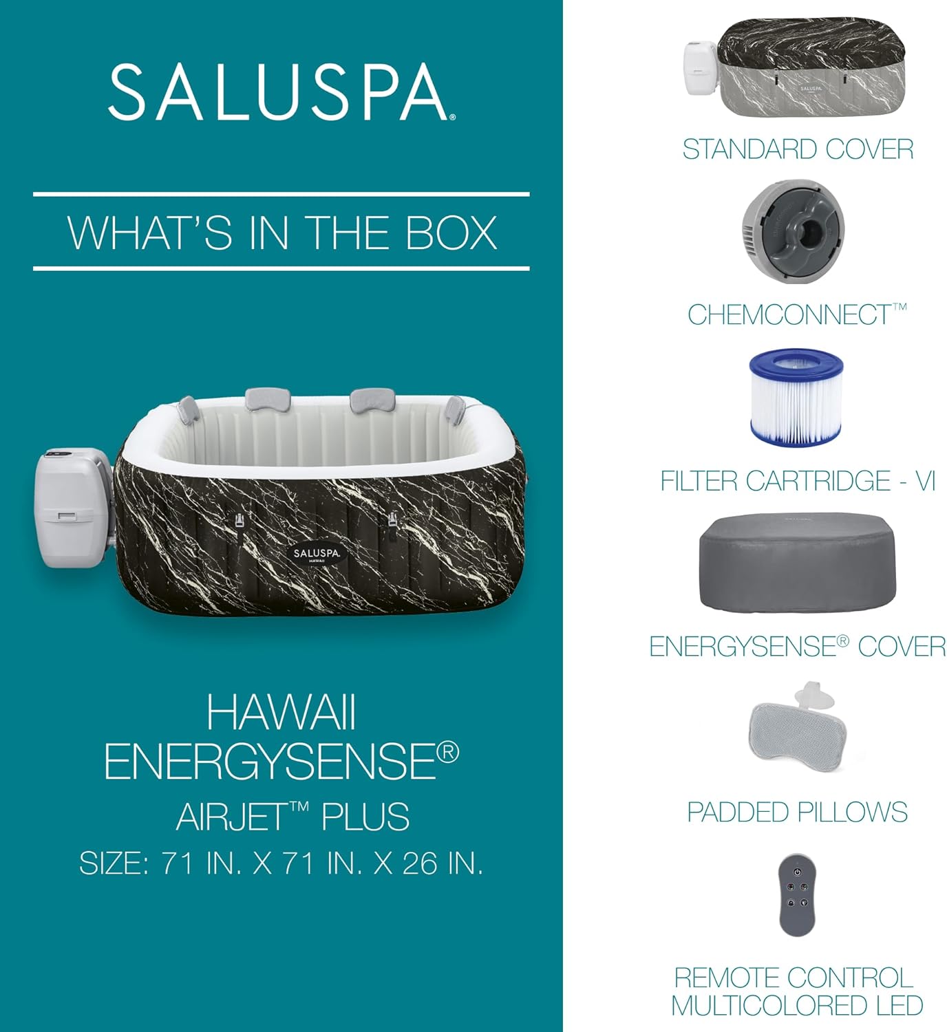 Bestway SaluSpa Hawaii EnergySense Smart Luxe AirJet Inflatable Hot Tub Spa - $400