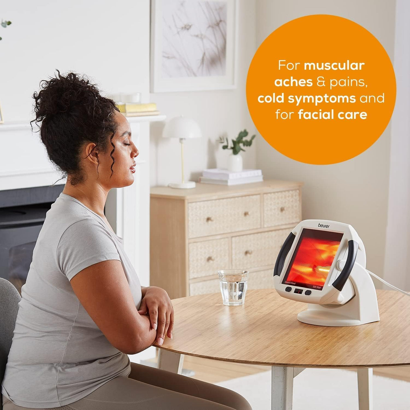 Beurer IL50 Infrared Heated Red Light Therapy Lamp for Body, Face, Sin