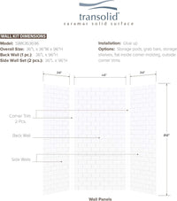 Transolid SWK483696-21 SaraMar 36-in X 48-in X 96-in Glue 3-Piece Shower Wall Kit - $920