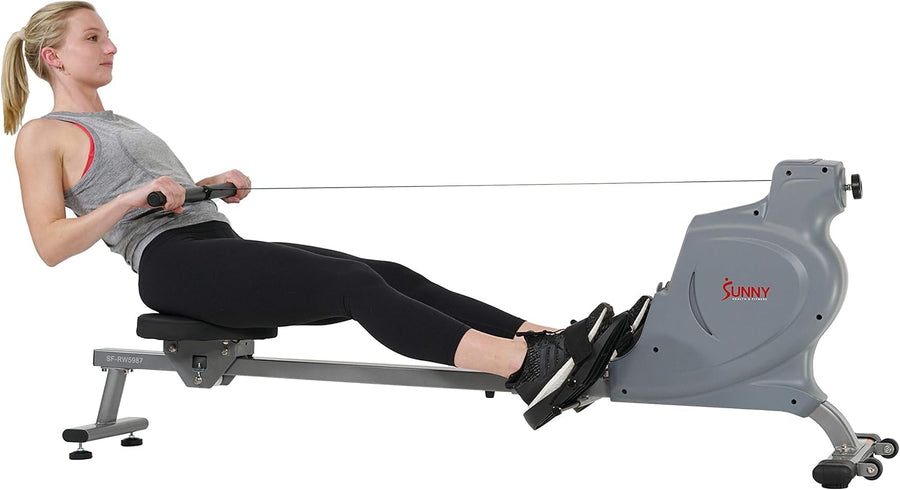 Sunny Health & Fitness Space Efficient Multi-Function Magnetic Rowing Machine - $110