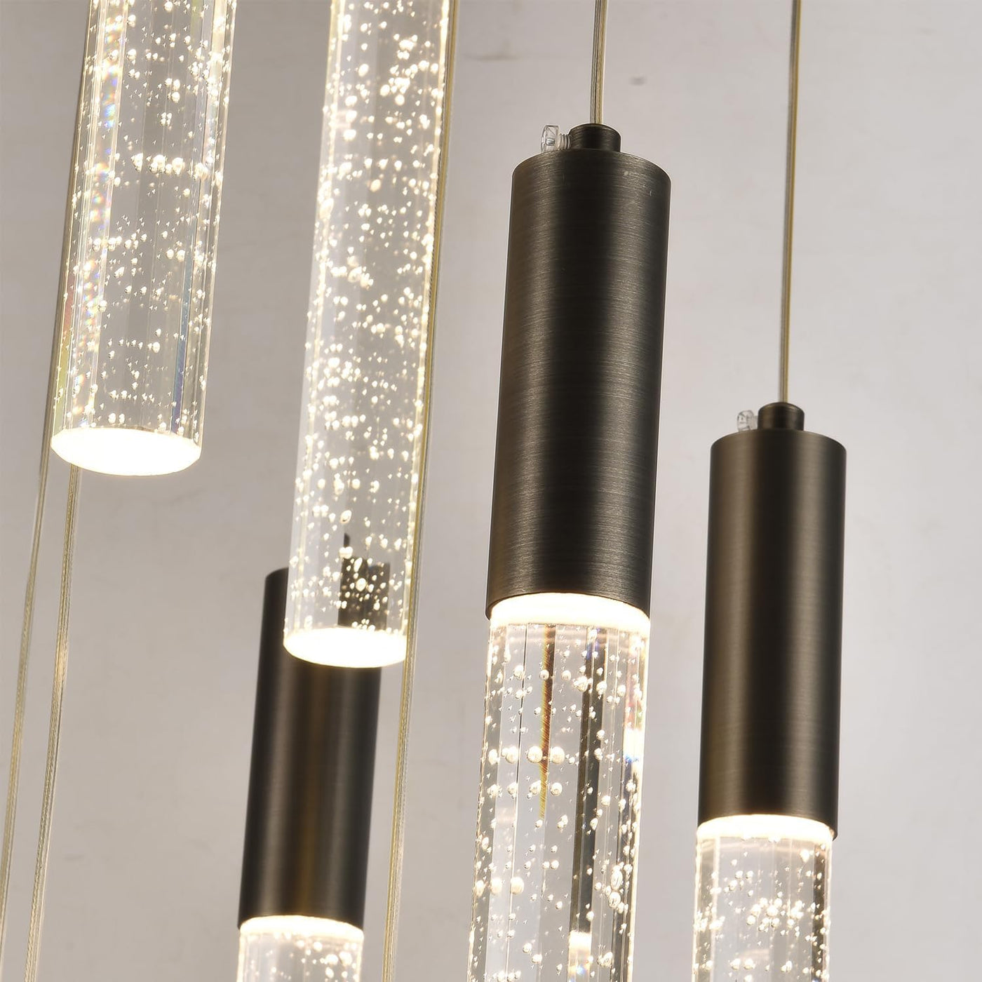 Round Black Chandelier, Modern Raindrop Hanging Lights (13 Lights) - $175