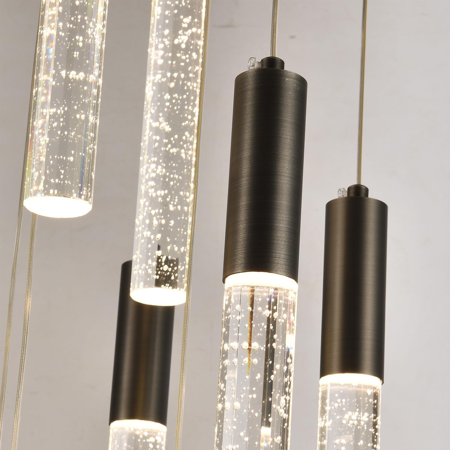 Round Black Chandelier, Modern Raindrop Hanging Lights (13 Lights) - $175