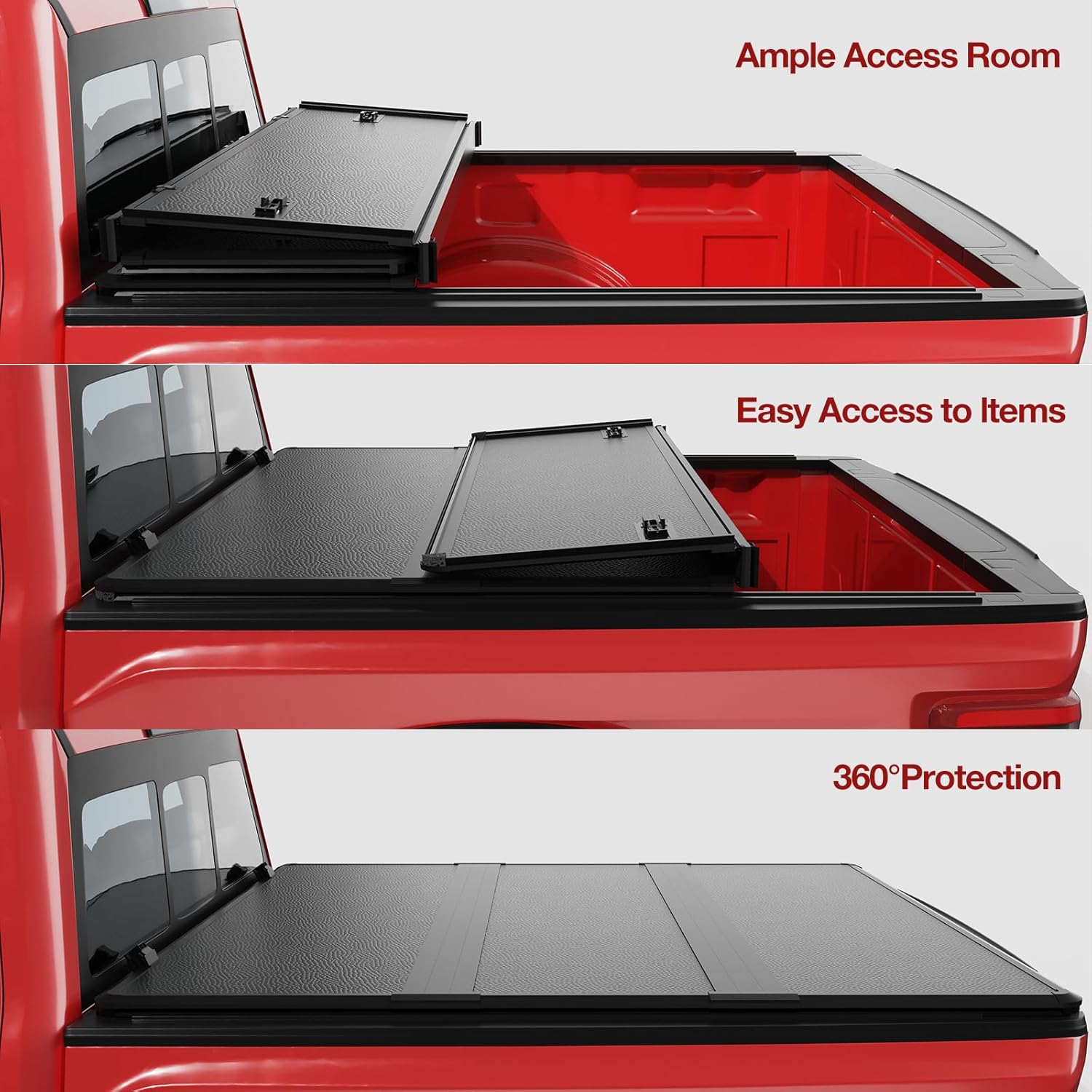 5'7"(67.4") Hard Tri-Fold Tonneau Cover Fit 2009-2024 Ram 1500 (Without Ram Box) - $310