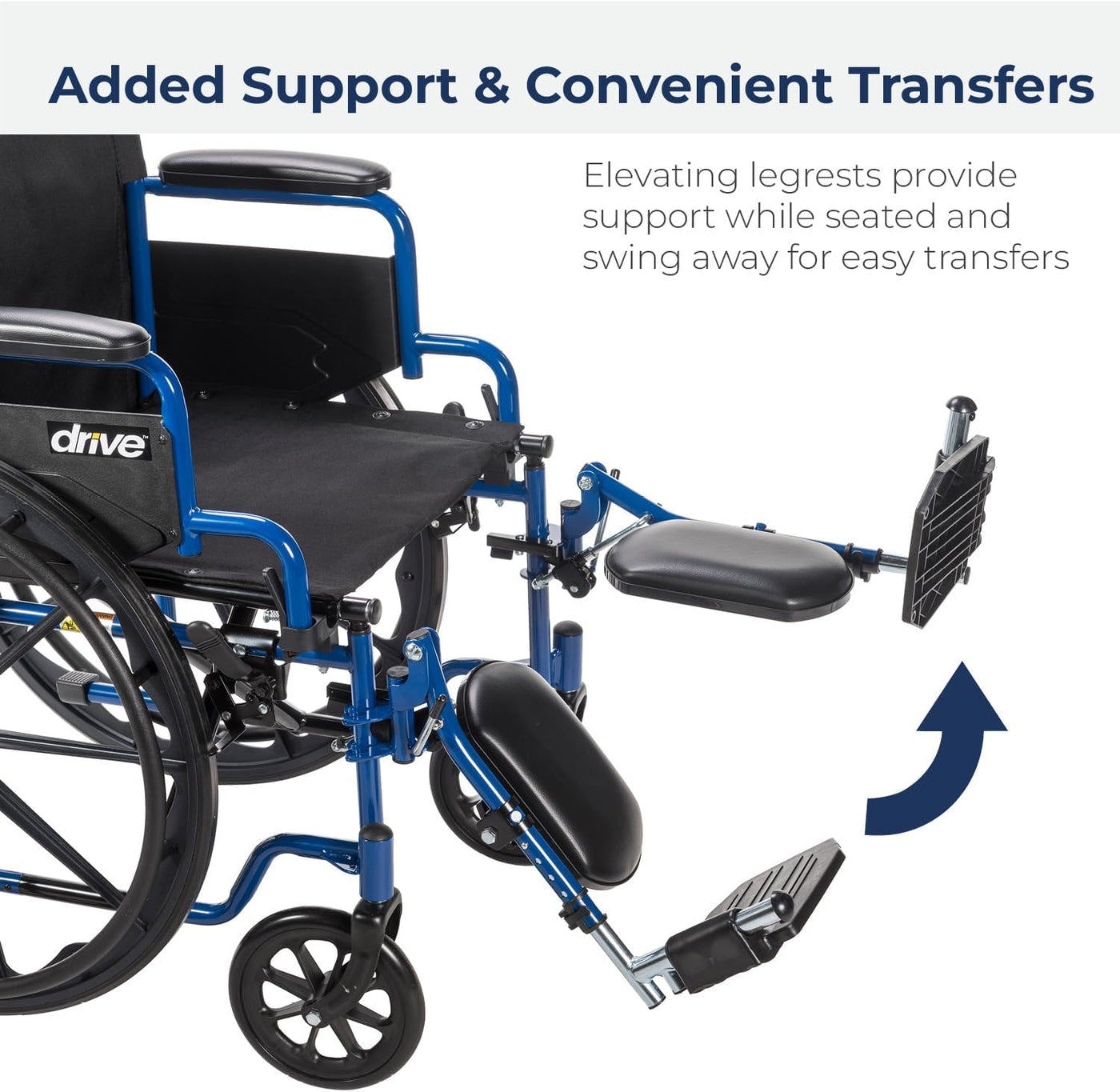 Drive Medical Blue Streak Wheelchair with Flip Back Desk Arms, Elevating Leg Rests - $85