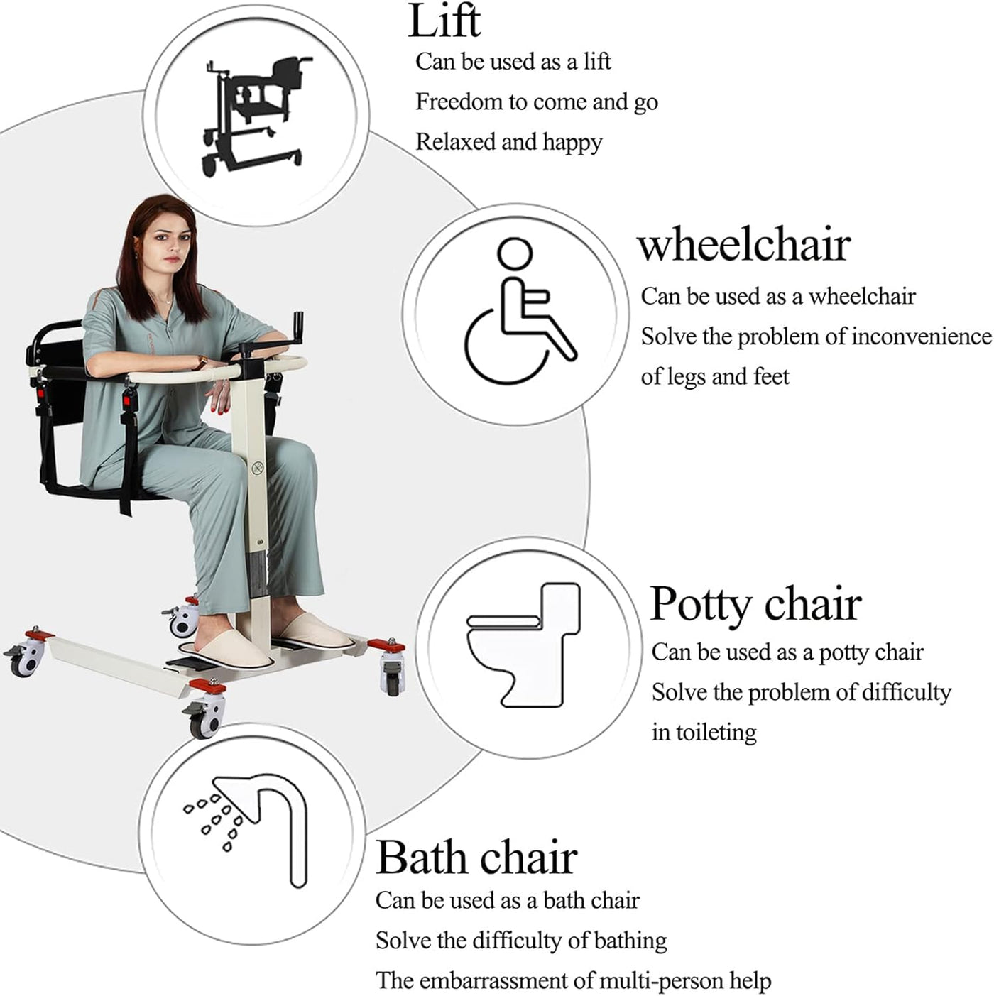 Patient Lift Transfer Chair, Patient Lift Wheelchair for Home and Car Portable - $315