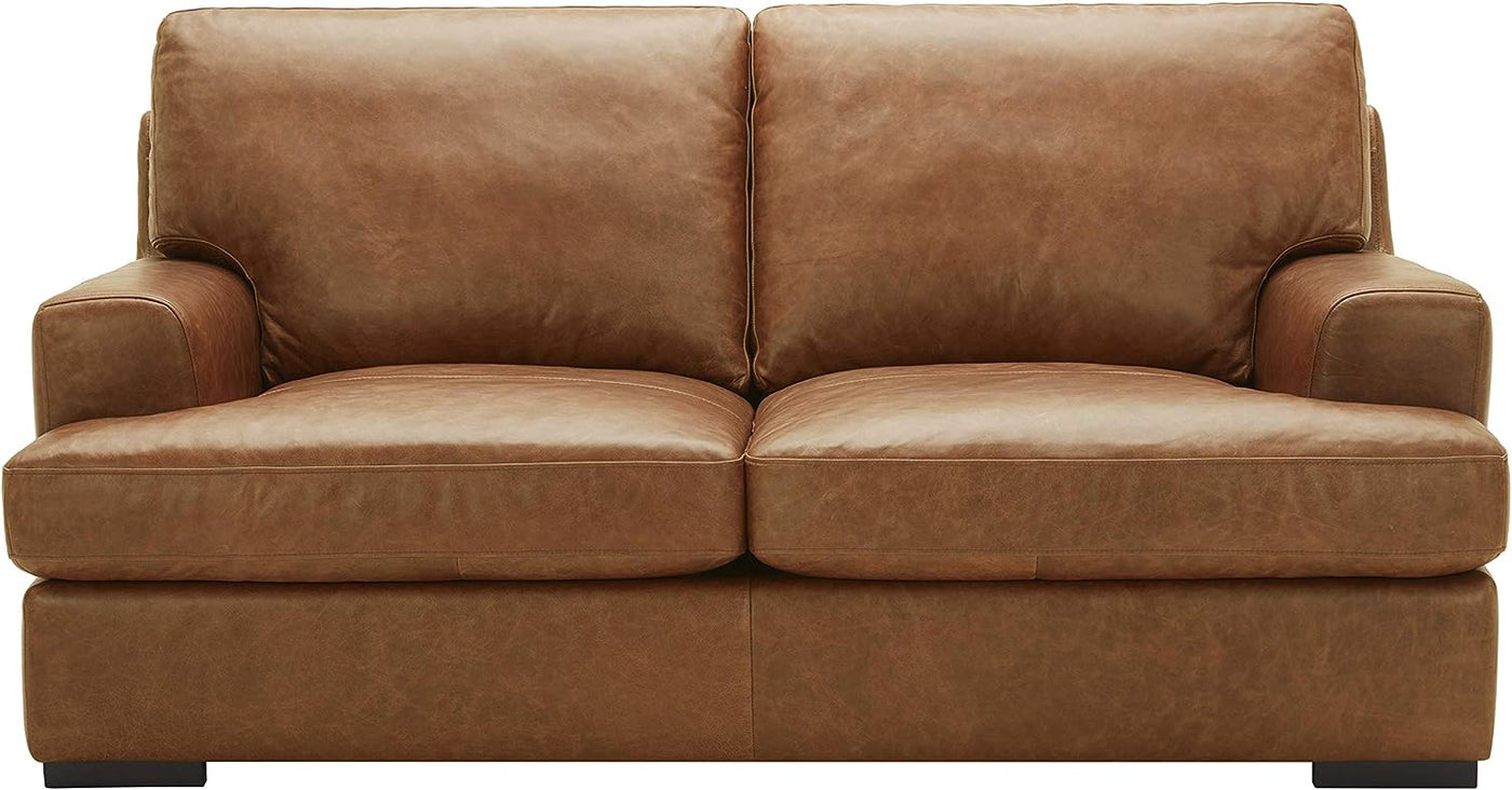 Stone & Beam Lauren Genuine Leather Down Filled Oversized Sofa Couch 89" - $1,000