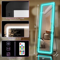 EDTEMI RGB LED Mirror 63"x20", Full Length Mirror with Lights (Black) - $110