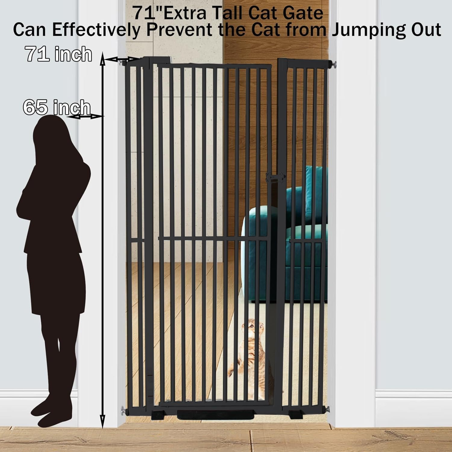 71Inch Extra Tall Cat Pet Gate Baby Gate Adjustable 29.13" and 42.08" Wide - $130