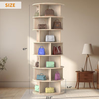 7 Tier Rotating Shoe Rack Tower, Solid Wood Spinning Shoe Display Lazy Susan - $135