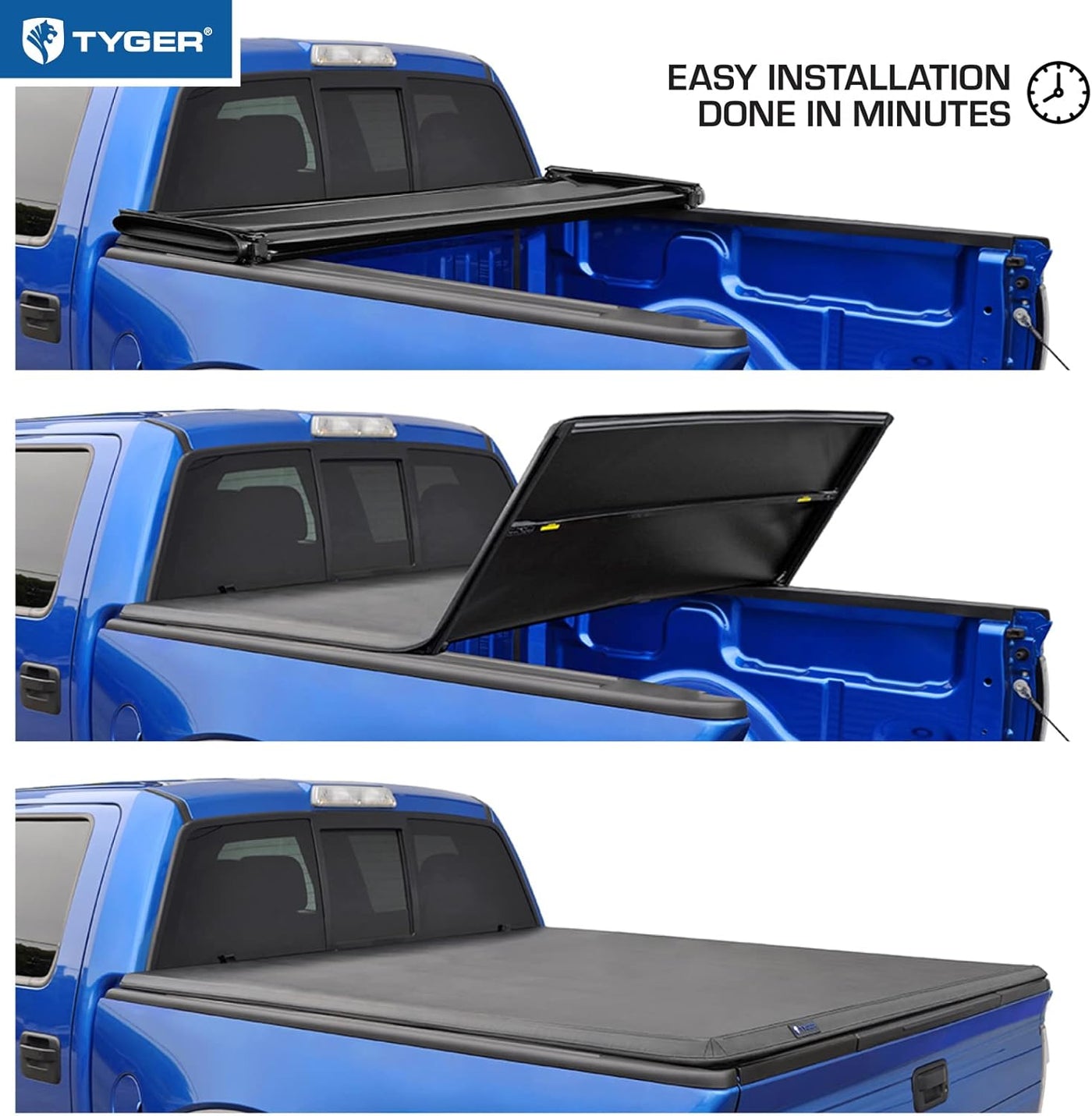 Tyger Auto T3 Soft Tri-fold Truck Bed Tonneau Cover|5'4" (64") Bed | TG-BC3H1065 - $135