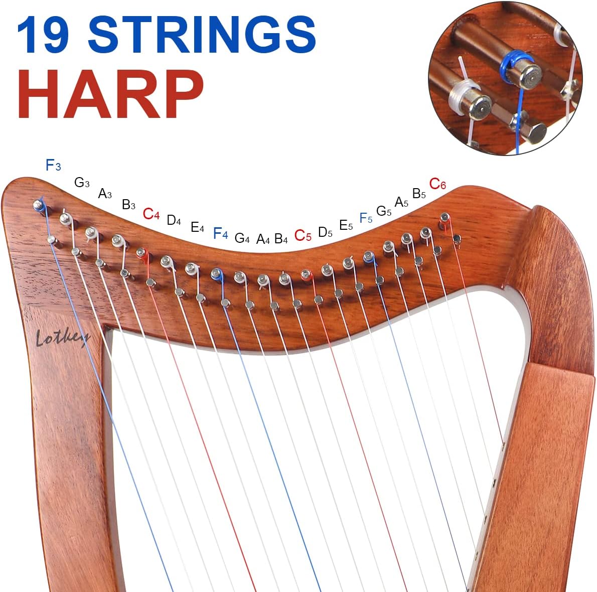Harp, Lotkey 19 Strings Lyre Harp for Beginner Adult (No Spare Strings) - $120