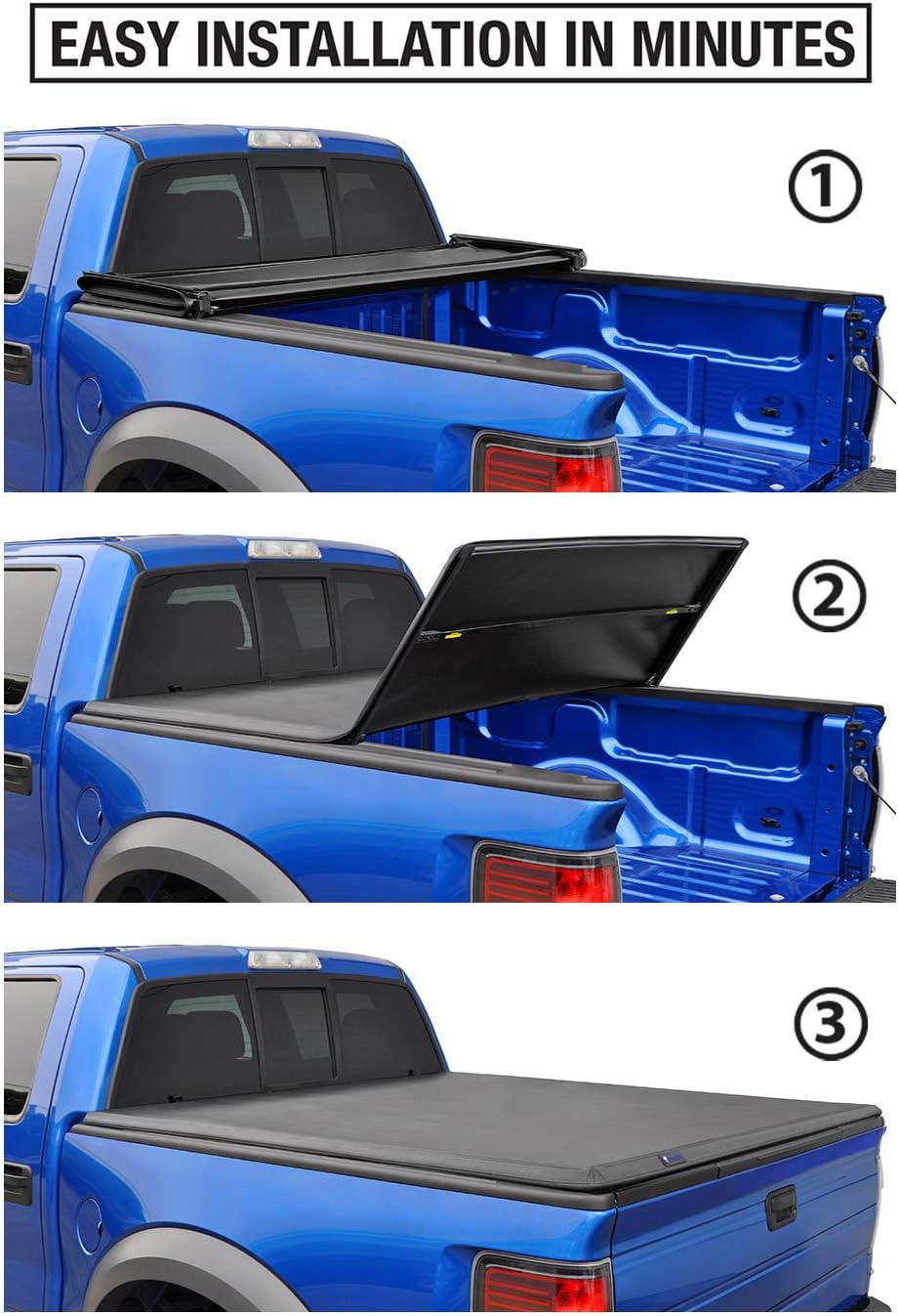 Tyger Auto T3 Soft Tri-fold Truck Bed Tonneau Cover|5'4" (64") Bed | TG-BC3H1065 - $135