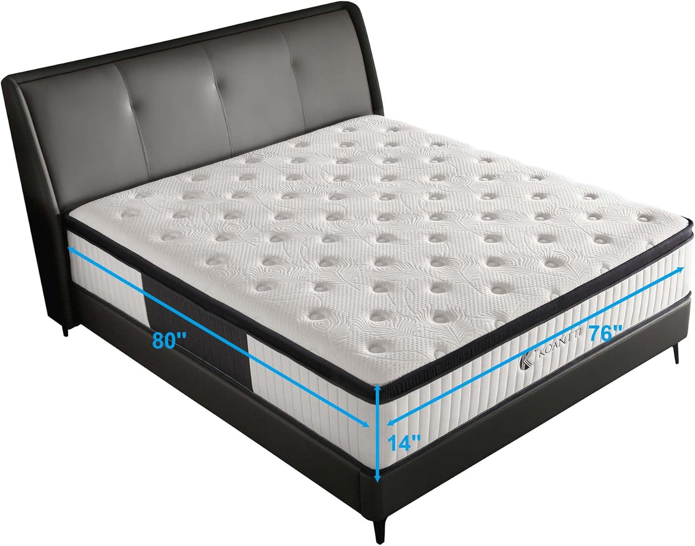 King Size Mattress, 14 Inch Memory Foam Hybrid White - $255