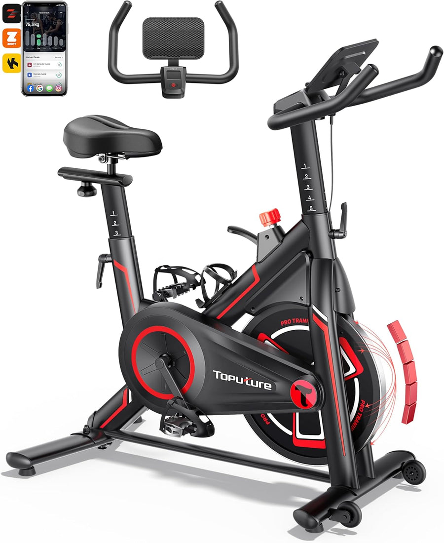 Exercise Bike With Exclusive App, Magnetic Resistance Brake Pad Indoor 