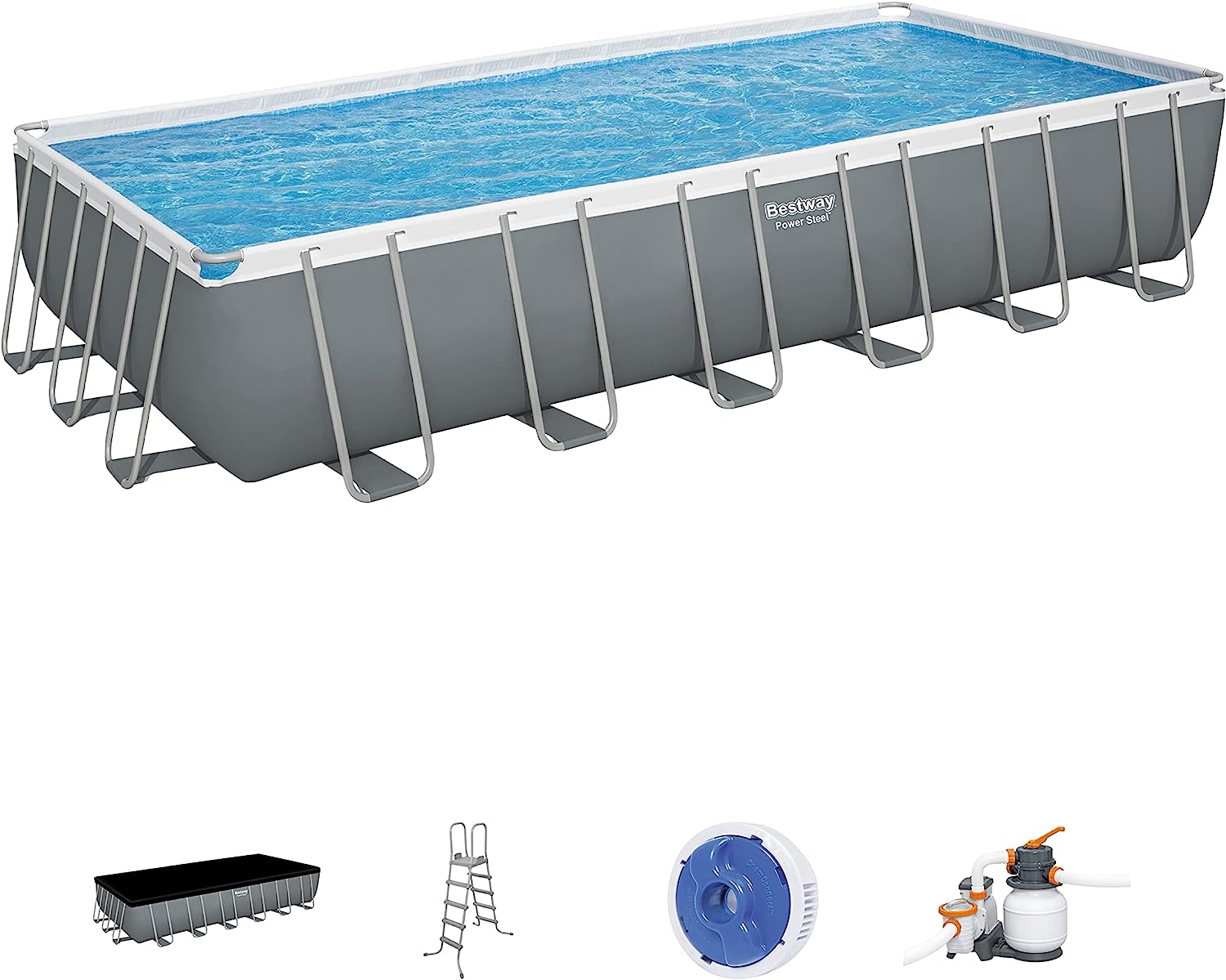 Bestway Power Steel 24' x 12' x 52" Rectangular Metal Frame Swimming Pool-$850
