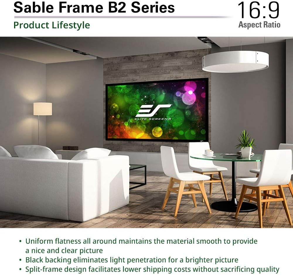 Elite Screens Sable Frame B2 Series 150-Inch Fixed Frame Projector Screen, 16:9 - $325