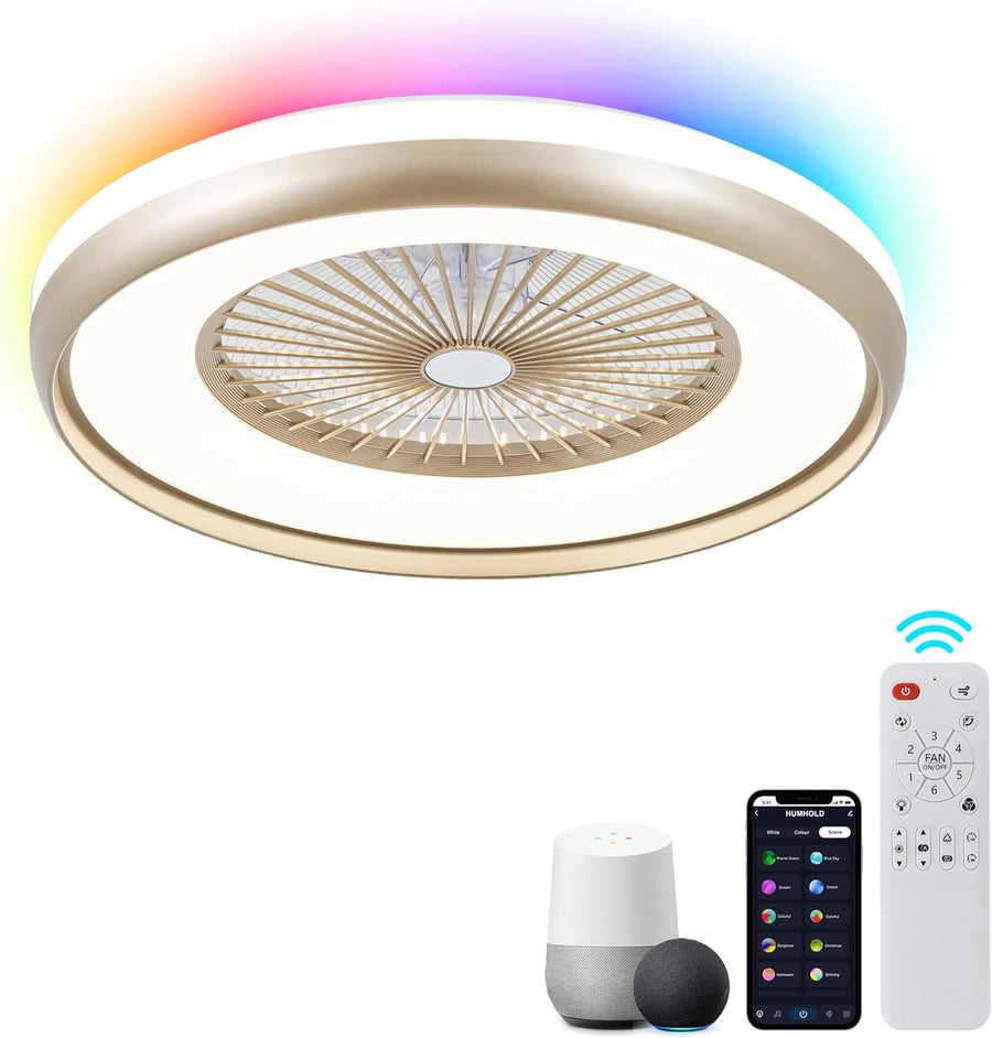 24" Low Profile Ceiling Fan with RGB Light, Smart Ceiling Fans - $120