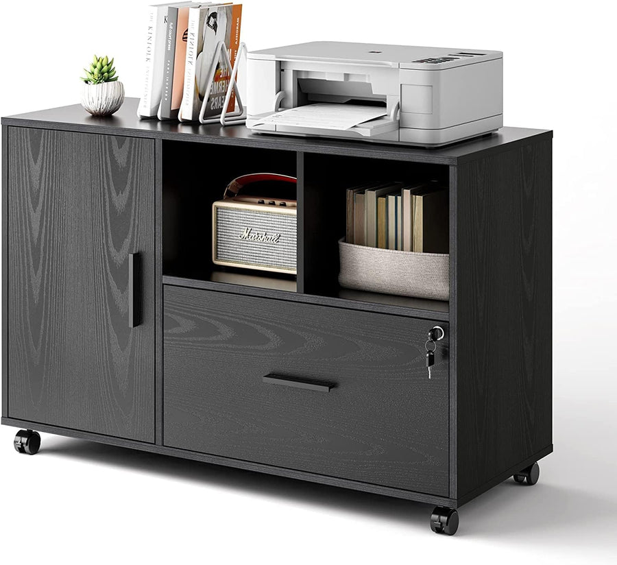DEVAISE Office File Cabinet with Lock, 1-Drawer Wood Lateral Filing Cabinet - $90