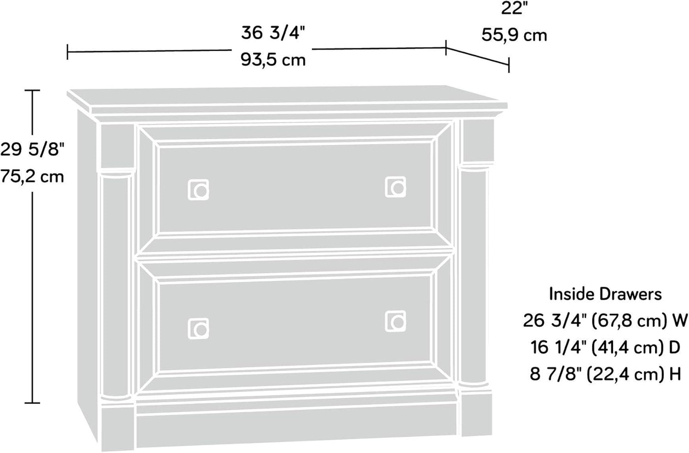 Sauder Palladia 2 Drawer File Cabinet, Lateral Filing Cabinets - $165